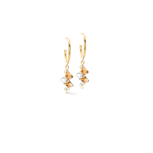 Dancing Crystals Earrings in Gold & Beige