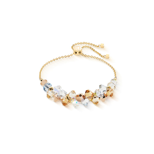 Dancing Crystals Bracelet in Gold & Beige