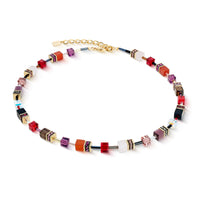 GeoCUBE Iconic Precious Necklace in Gold & Festive Red
