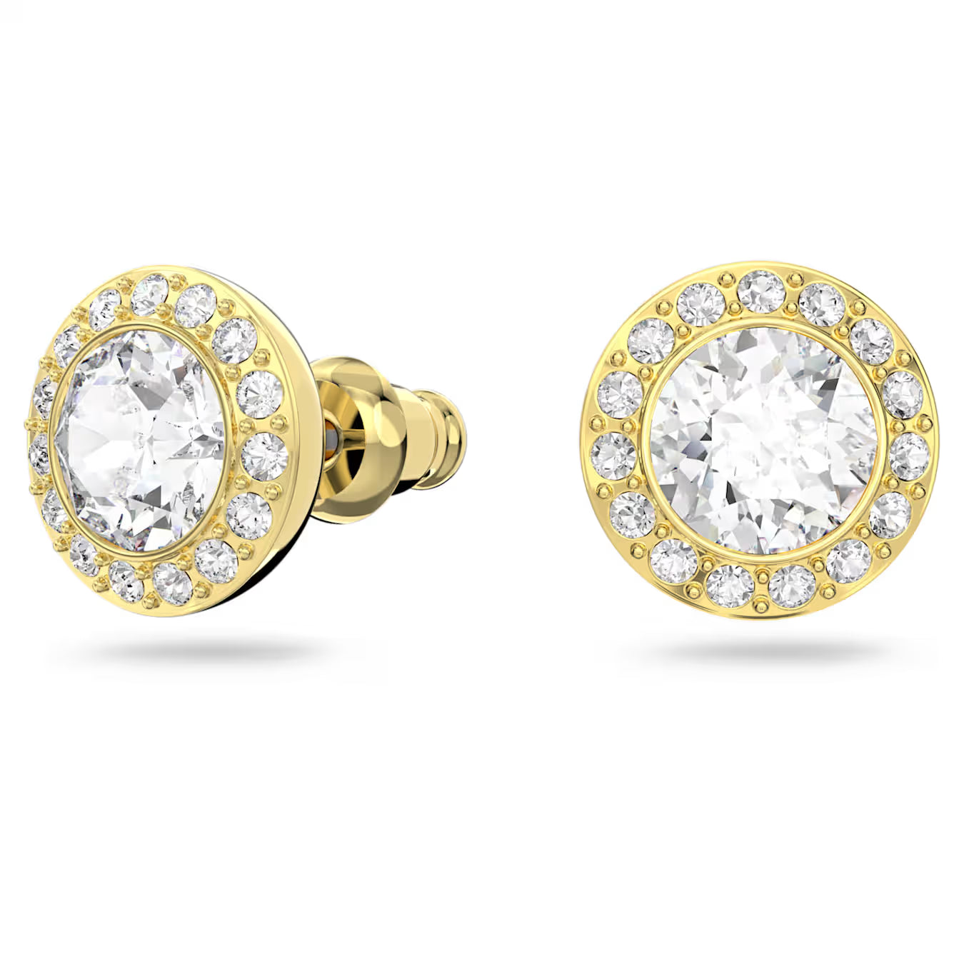 Una Angelic White Crystal Pave Earrings in Yellow Gold