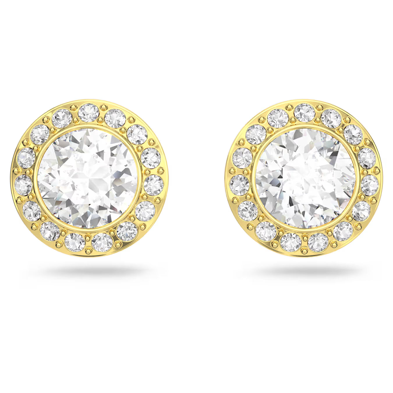 Una Angelic White Crystal Pave Earrings in Yellow Gold