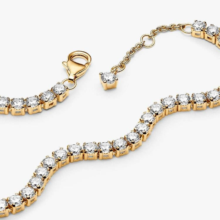 Pandora Gold Sparkling Tennis Bracelet, Size 16cm