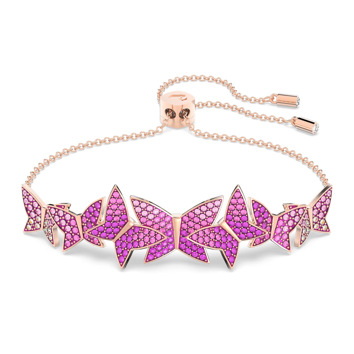 Idyllia Lilia Butterfly Bracelet with Pink Crystal in Rose Gold