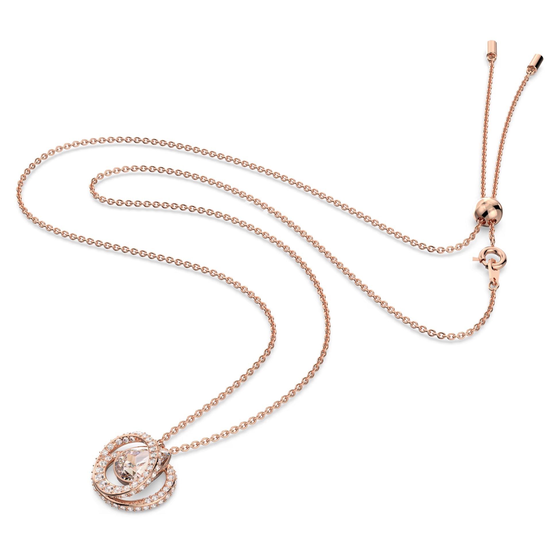 Swarovski Generation Pendant Necklace with White Crystal in Rose Gold
