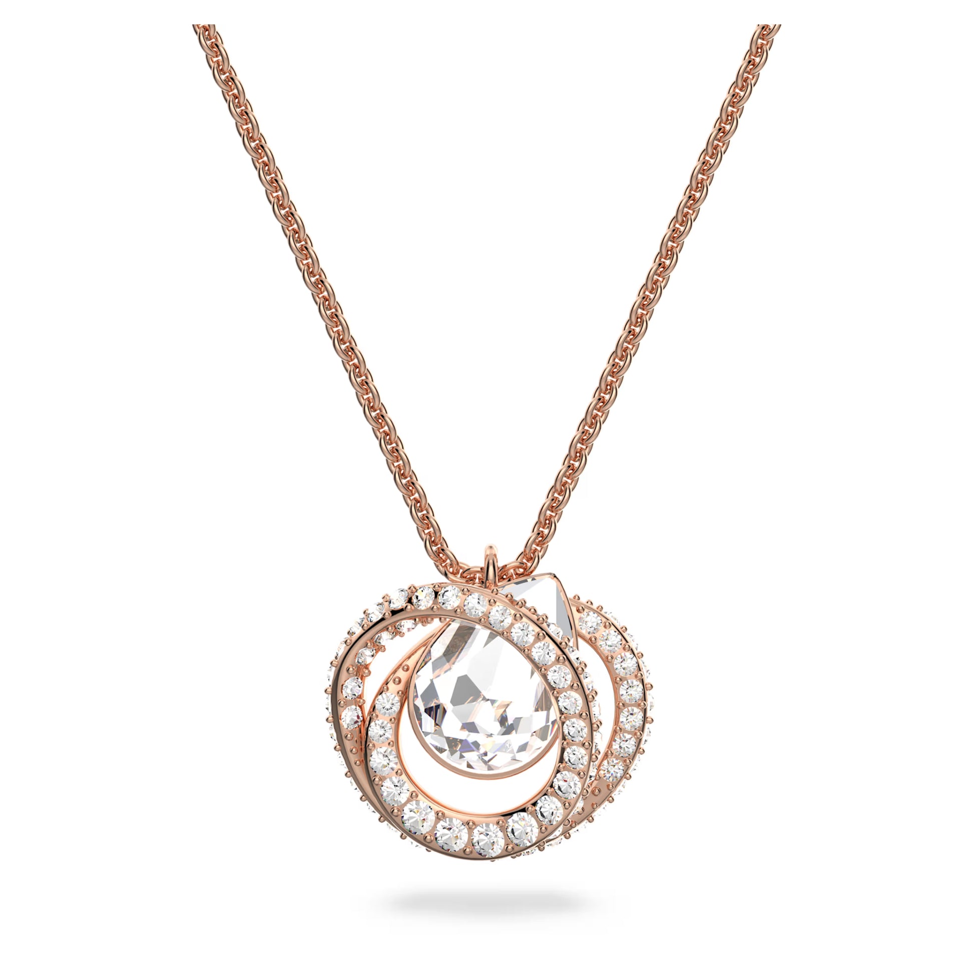 Swarovski Generation Pendant Necklace with White Crystal in Rose Gold