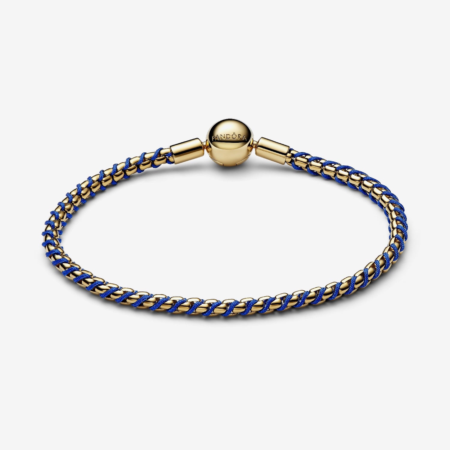 Pandora Gold Blue Cord Box Chain Bracelet, 21cm