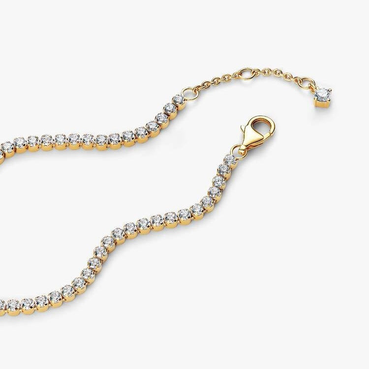 Gold Sparkling Slim Tennis Bracelet, Size 20cm