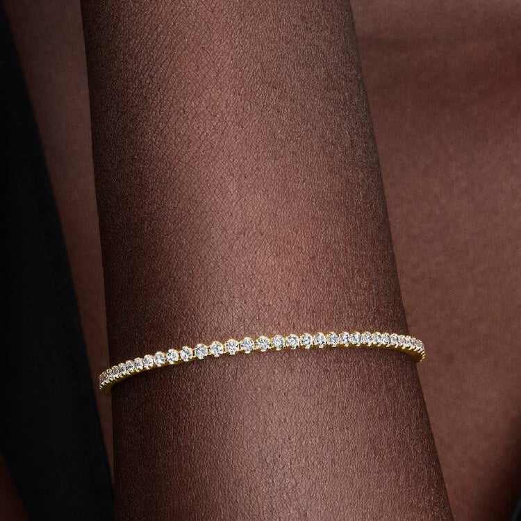 Pandora Gold Sparkling Slim Tennis Bracelet, Size 20cm