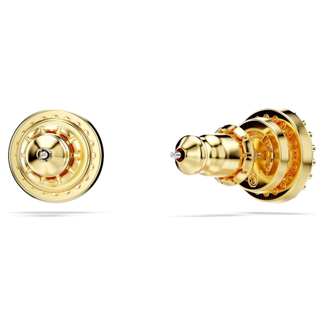 Una Angelic Stud Earrings with Round-Cut White Crystal in Gold