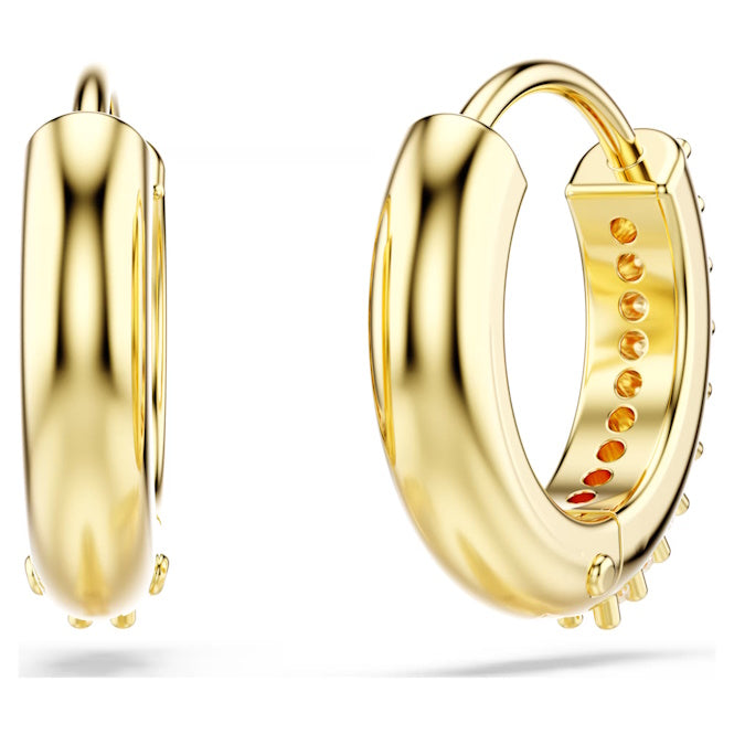 Matrix Hoop Earrings with Round-Cut White Crystal in Gold