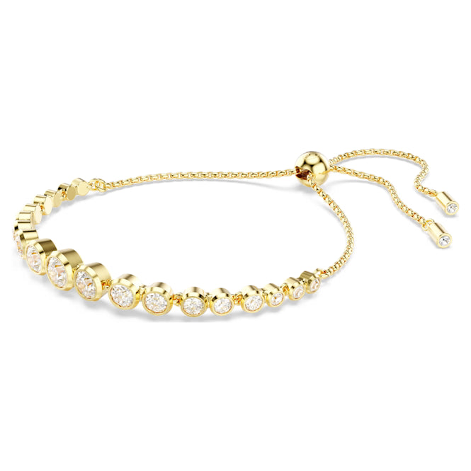 Imber Tennis Bracelet with Mixed Round-Cut White Crystal in Gold