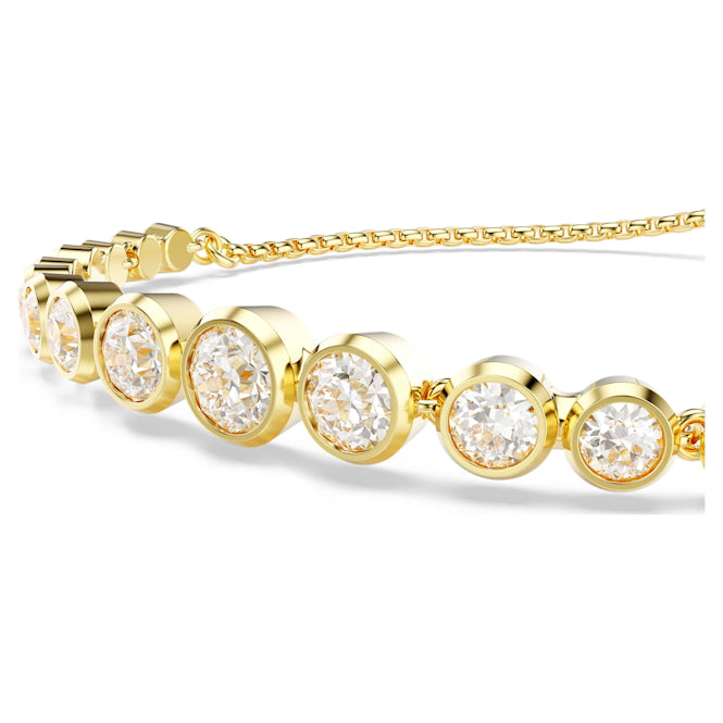Imber Tennis Bracelet with Mixed Round-Cut White Crystal in Gold
