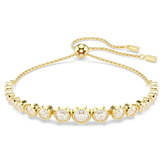 Imber Tennis Bracelet with Mixed Round-Cut White Crystal in Gold