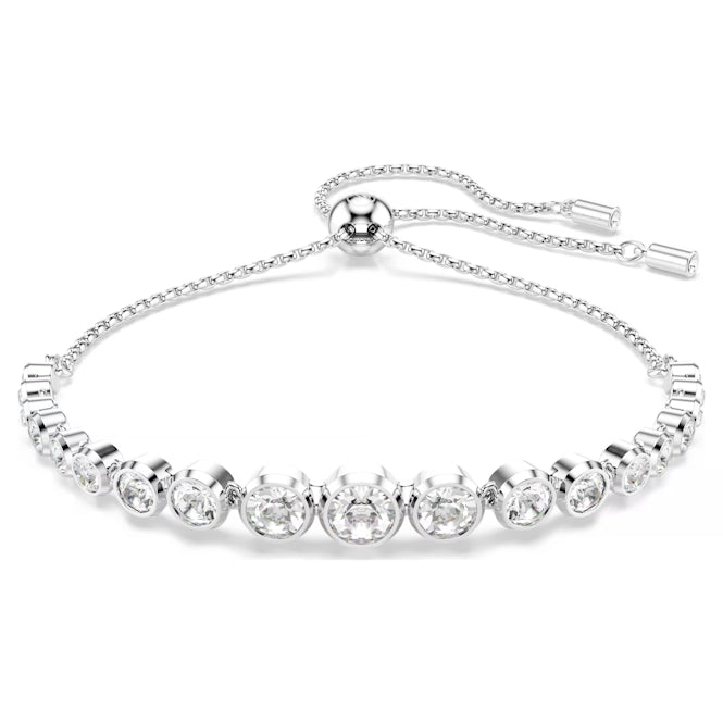 Imber Tennis Bracelet with Mixed Round-Cut White Crystal in Rhodium Silver