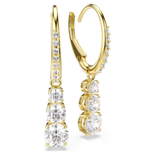 Stilla Attract Hoop Earrings with Round-Cut White Crystal in Gold