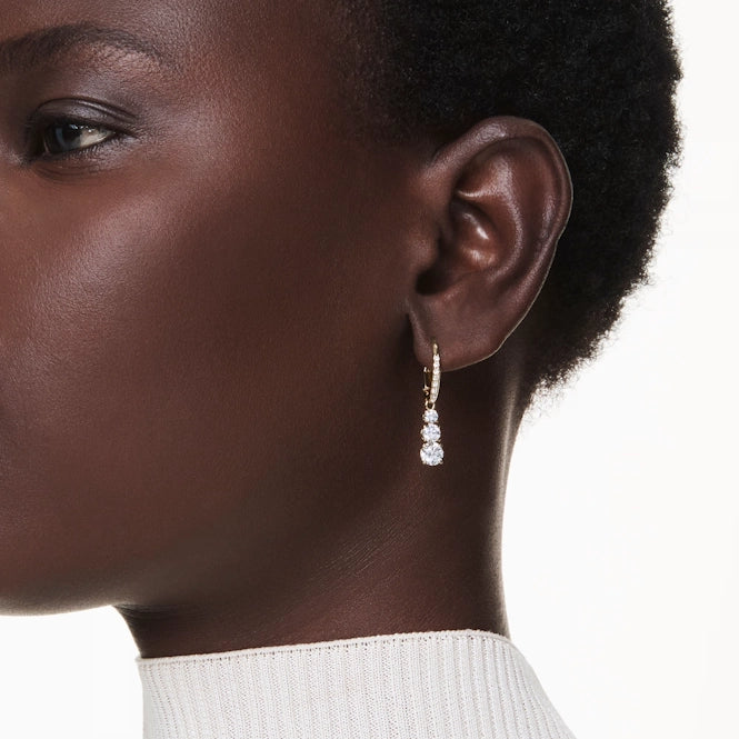 Stilla Attract Hoop Earrings with Round-Cut White Crystal in Gold