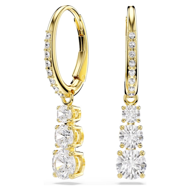 Stilla Attract Hoop Earrings with Round-Cut White Crystal in Gold