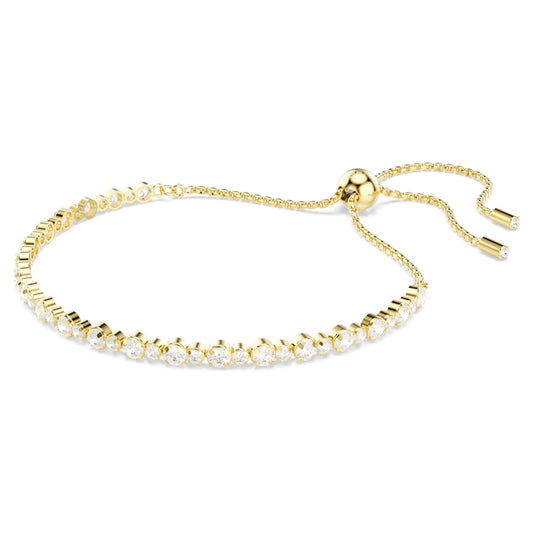 Matrix Tennis Bracelet with Round-Cut White Crystal in Gold