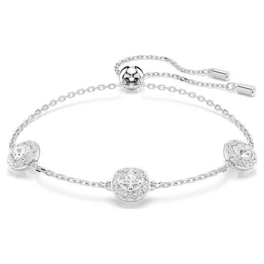 Una Angelic Bracelet with Round-Cut White Crystal Double Sided Motifs in Rhodium Silver