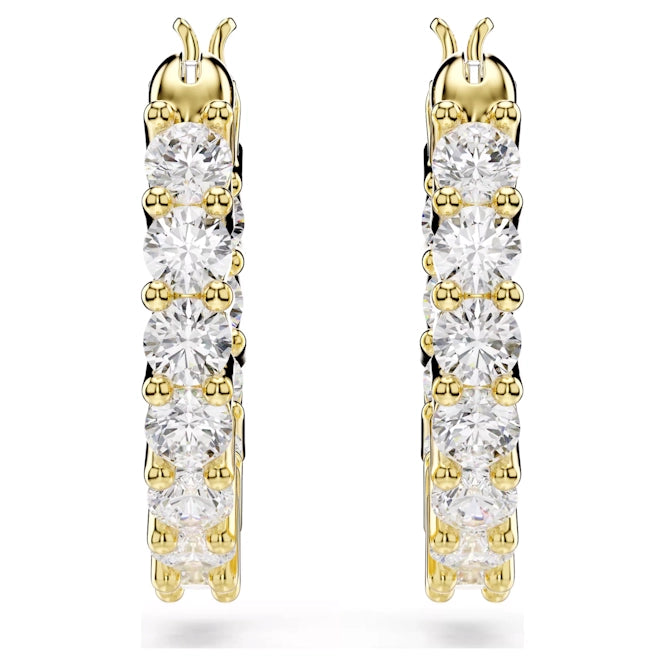 Matrix Vittore Hoop Earrings with Round-Cut White Crystal in Gold