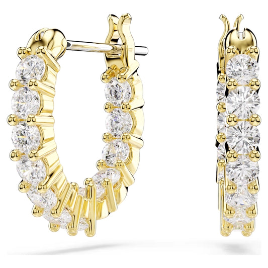 Matrix Vittore Hoop Earrings with Round-Cut White Crystal in Gold