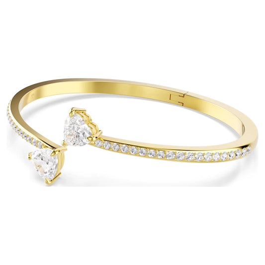 Mesmera Heart Bangle with White Crystal in Gold