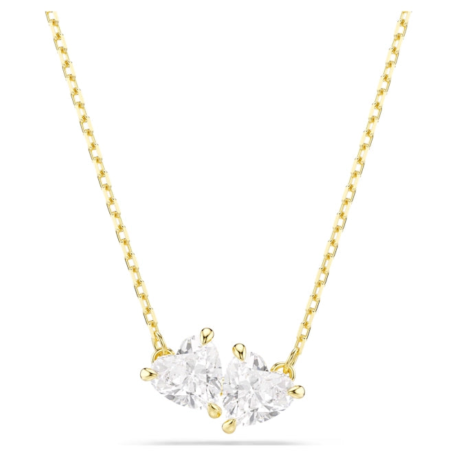 Mesmera Heart Necklace with White Crystal in Gold