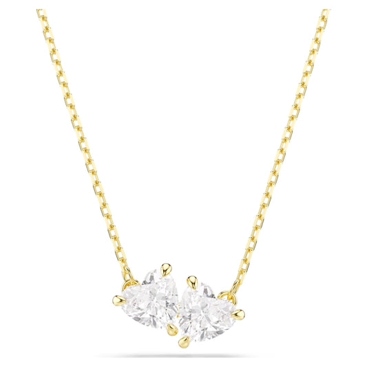 Mesmera Heart Necklace with White Crystal in Gold