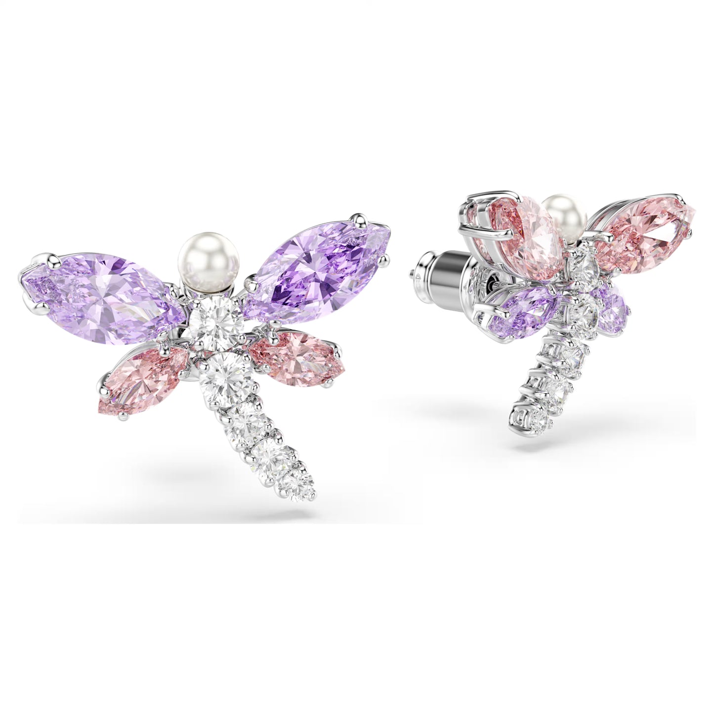 Swarovski Ariana Grande x Swarovski Dragonfly Stud Earrings with Multicoloured Mixed-Cuts in Rhodium Silver
