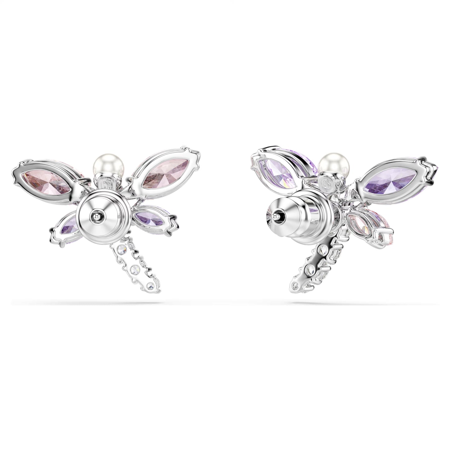Ariana Grande x Swarovski Dragonfly Stud Earrings with Multicoloured Mixed-Cuts in Rhodium Silver