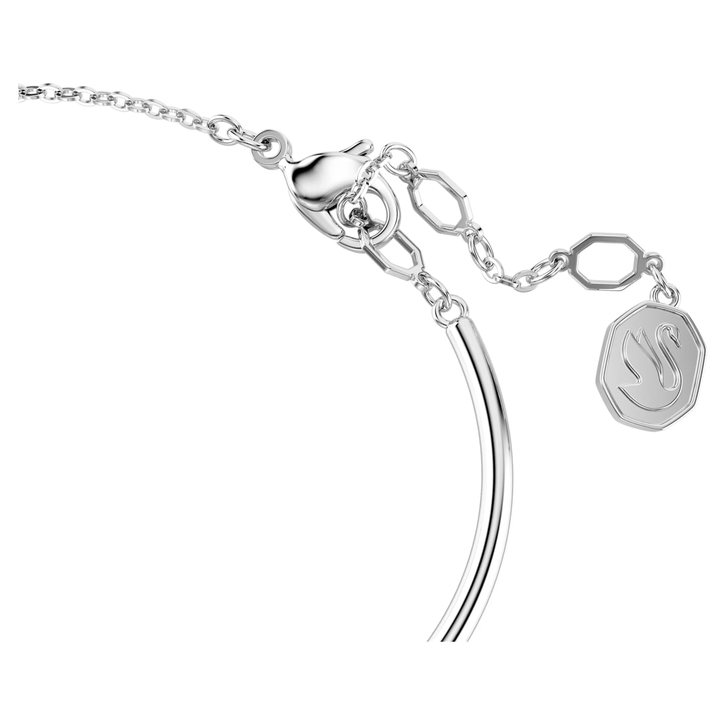 Constella Dancing Stone Bangle with Round-Cut White Crystal in Rhodium Silver