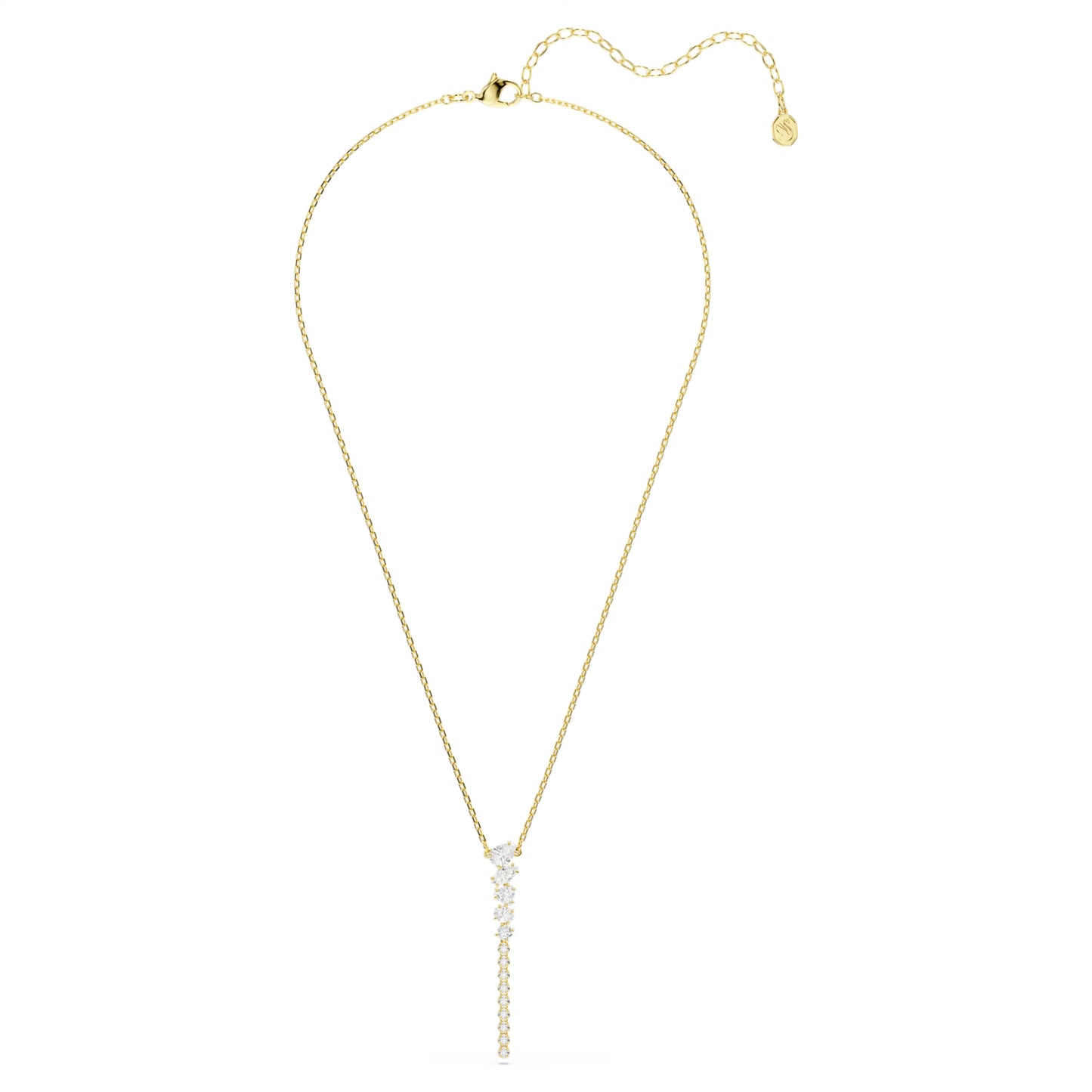 Mesmera Y Necklace with Mixed-Cut White Crystal in Gold
