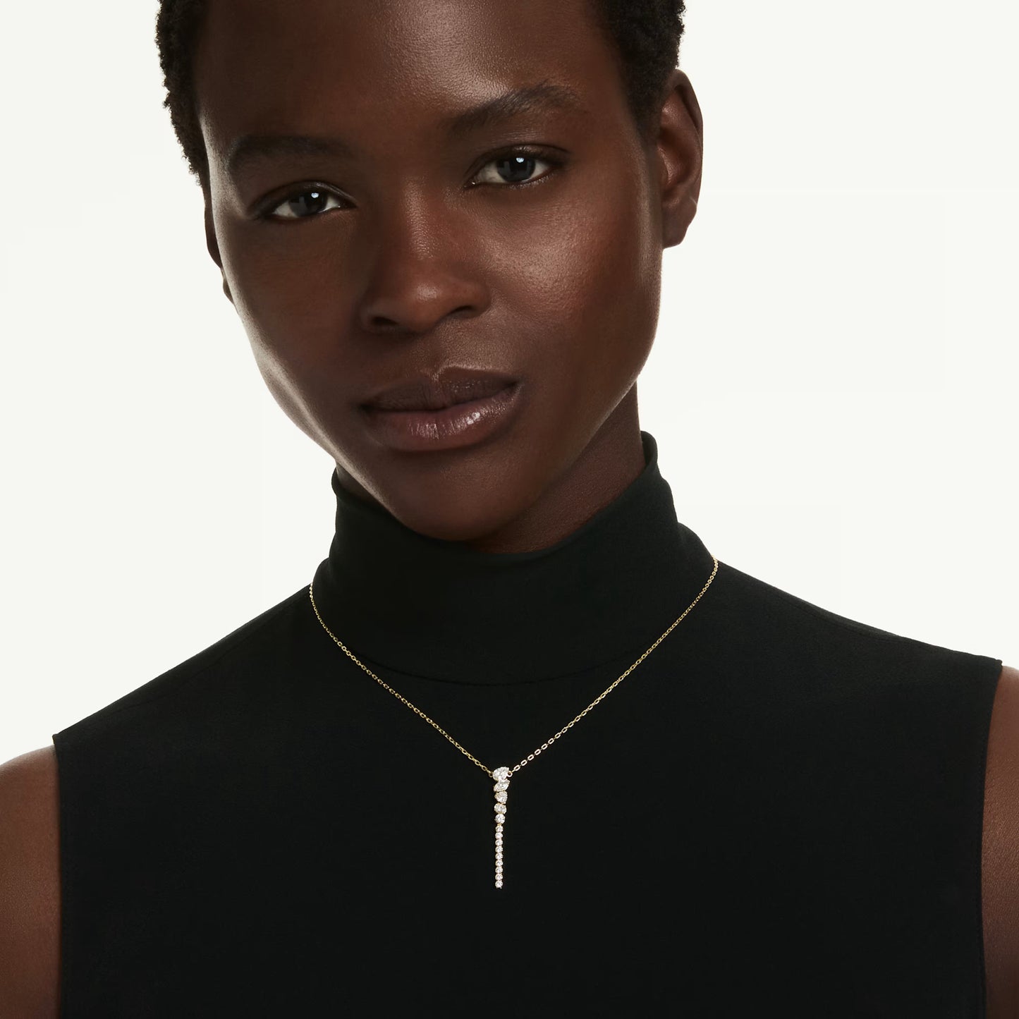 Mesmera Y Necklace with Mixed-Cut White Crystal in Gold