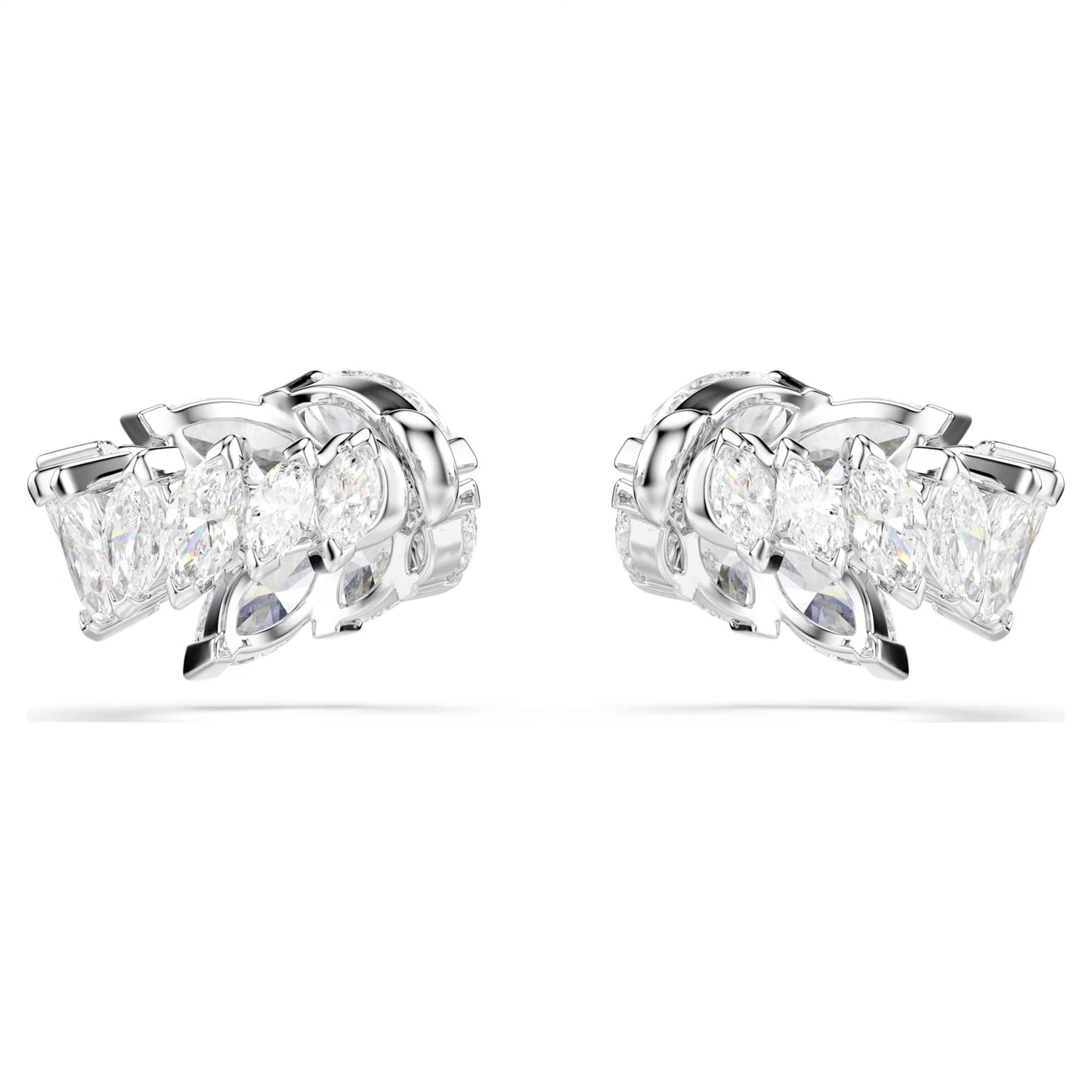 Mesmera Ear Cuff Earrings with Marquise-Cut White Crystal in Rhodium Silver