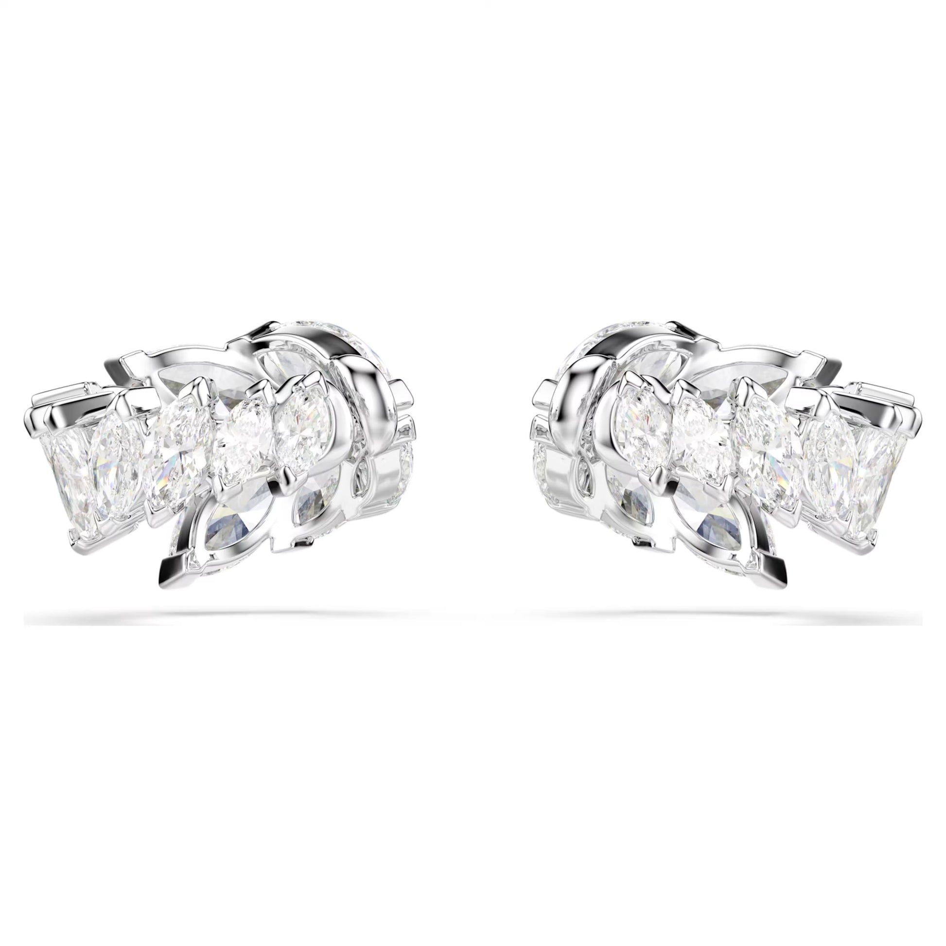 Swarovski Mesmera Ear Cuff Earrings with Marquise-Cut White Crystal in Rhodium Silver
