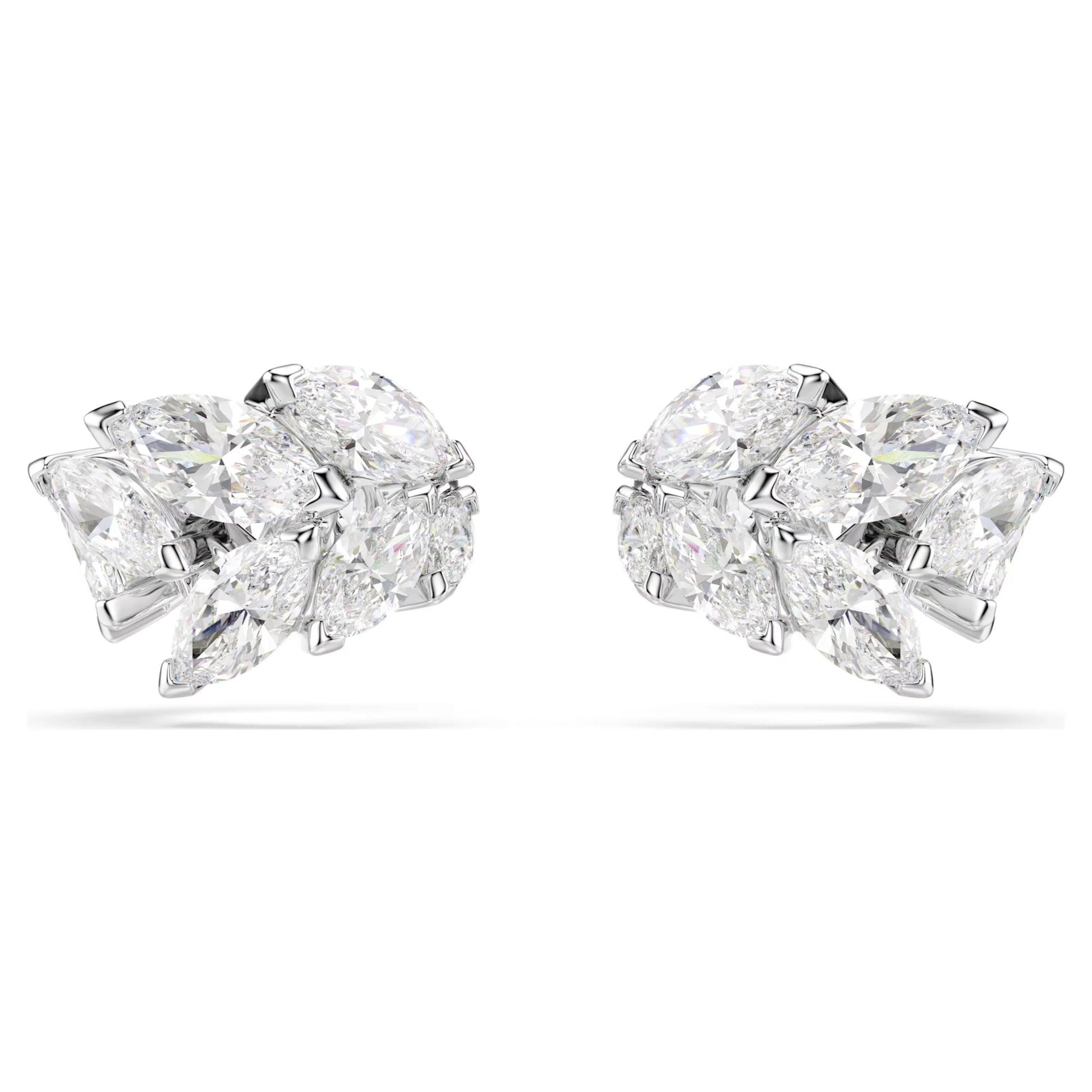Swarovski Mesmera Ear Cuff Earrings with Marquise-Cut White Crystal in Rhodium Silver
