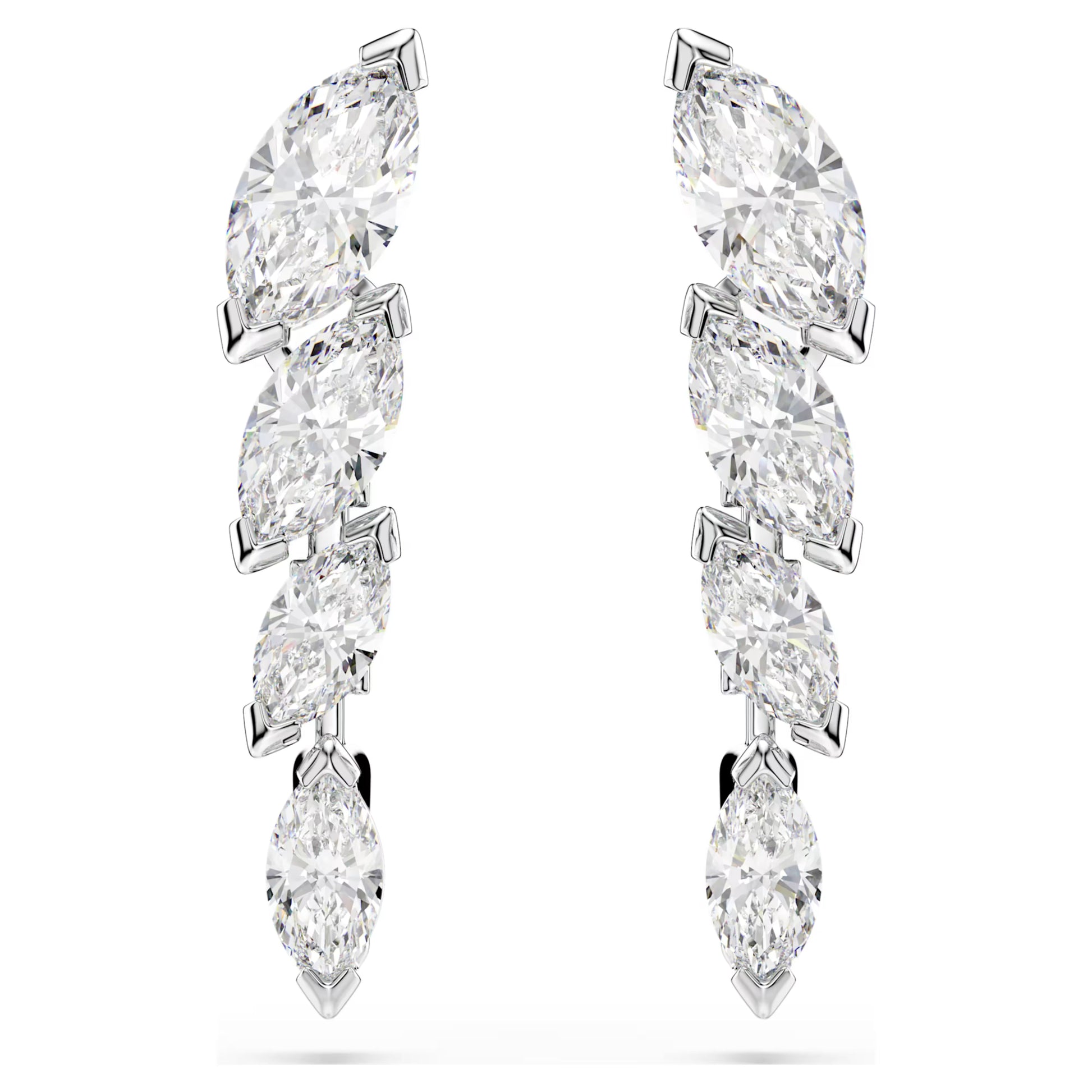 Swarovski Mesmera Earrings with Marquise-Cut White Crystal in Rhodium Silver