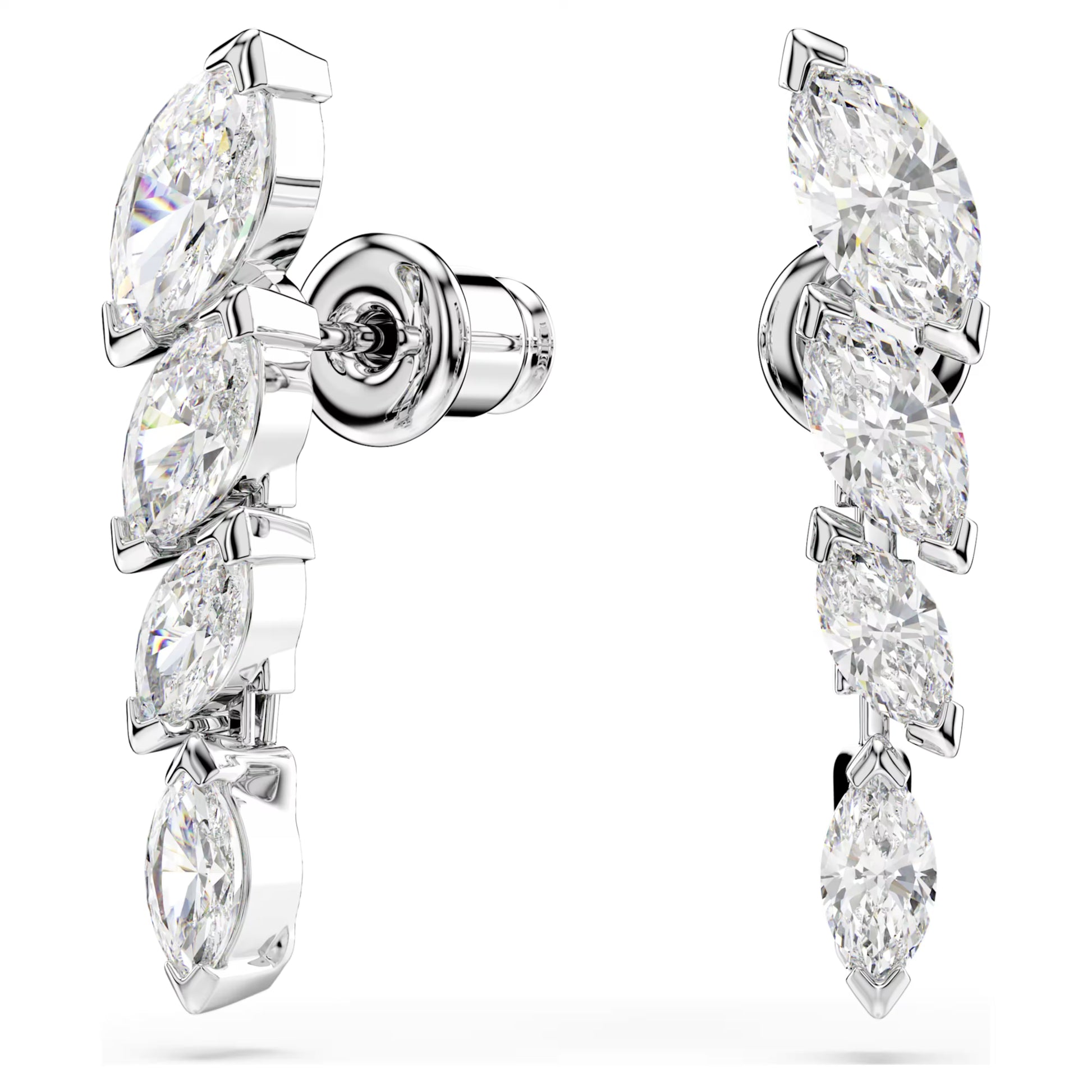 Swarovski Mesmera Earrings with Marquise-Cut White Crystal in Rhodium Silver