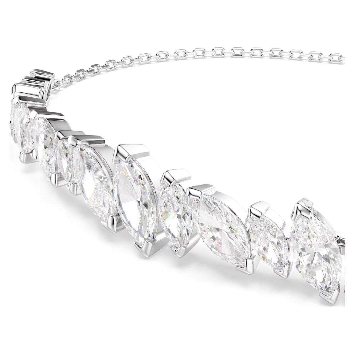 Mesmera Bracelet with Marquise-Cut White Crystal in Rhodium Silver