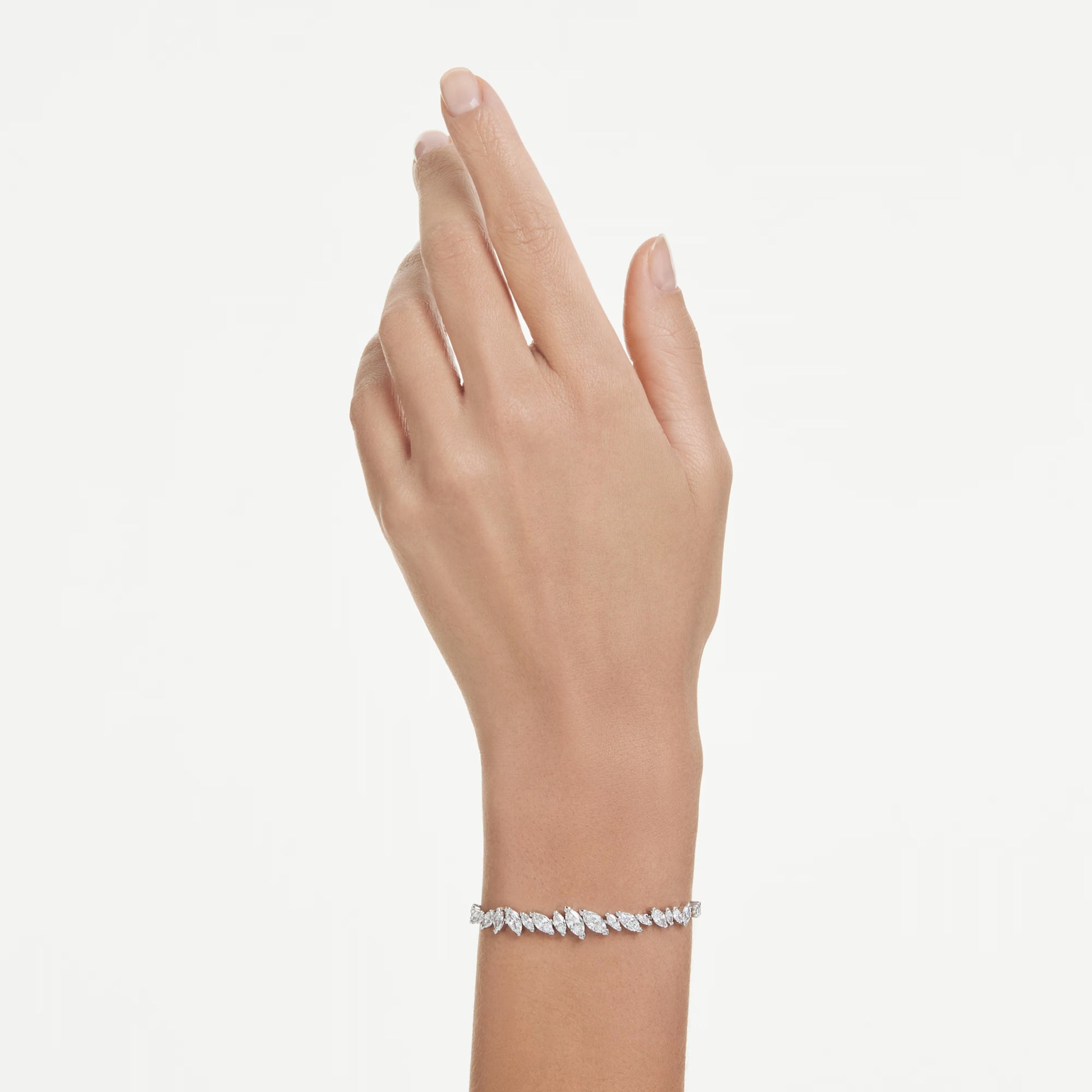 Swarovski Mesmera Bracelet with Marquise-Cut White Crystal in Rhodium Silver
