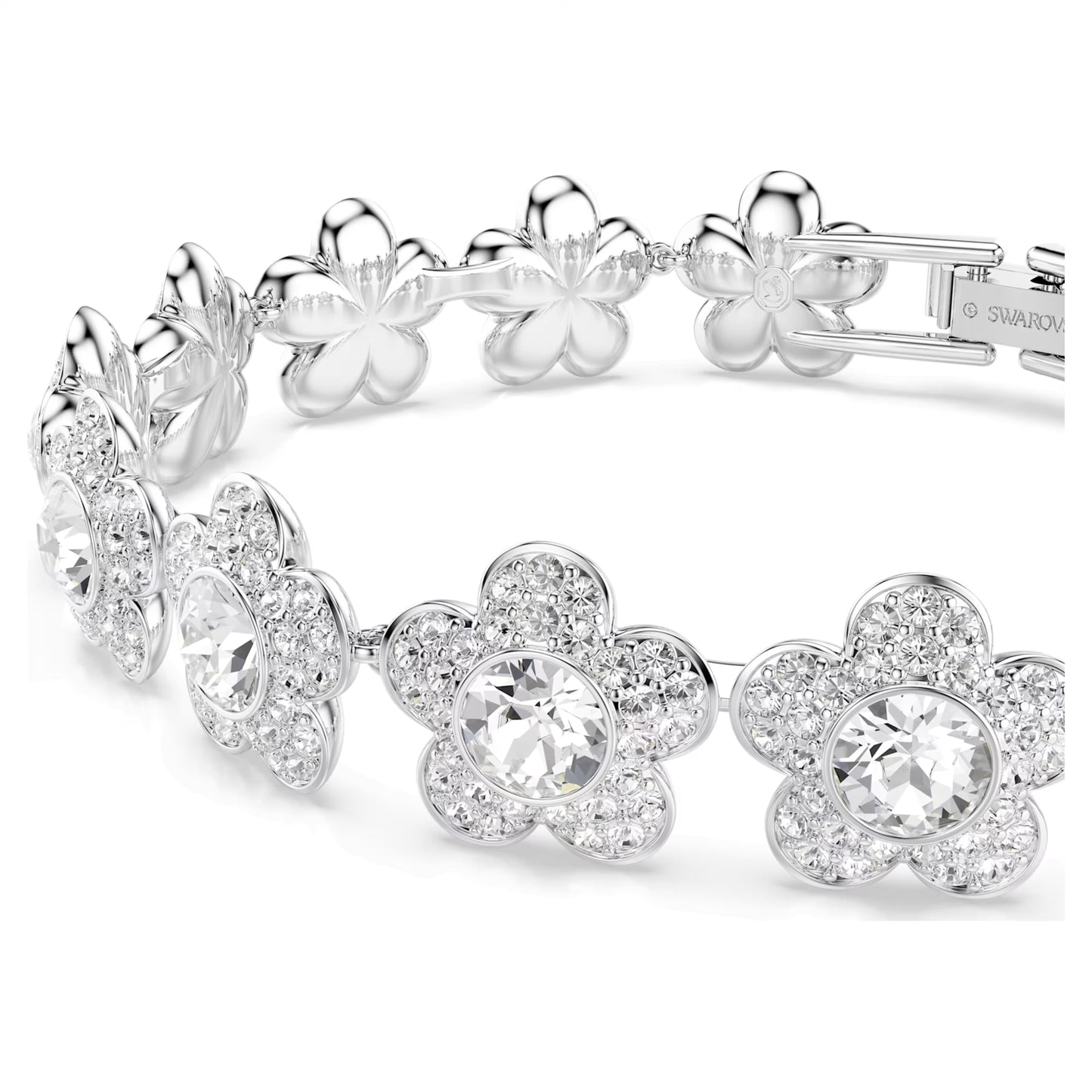 Ariana Grande x Swarovski Flower Bracelet with Round-Cut White Crystal in Rhodium Silver
