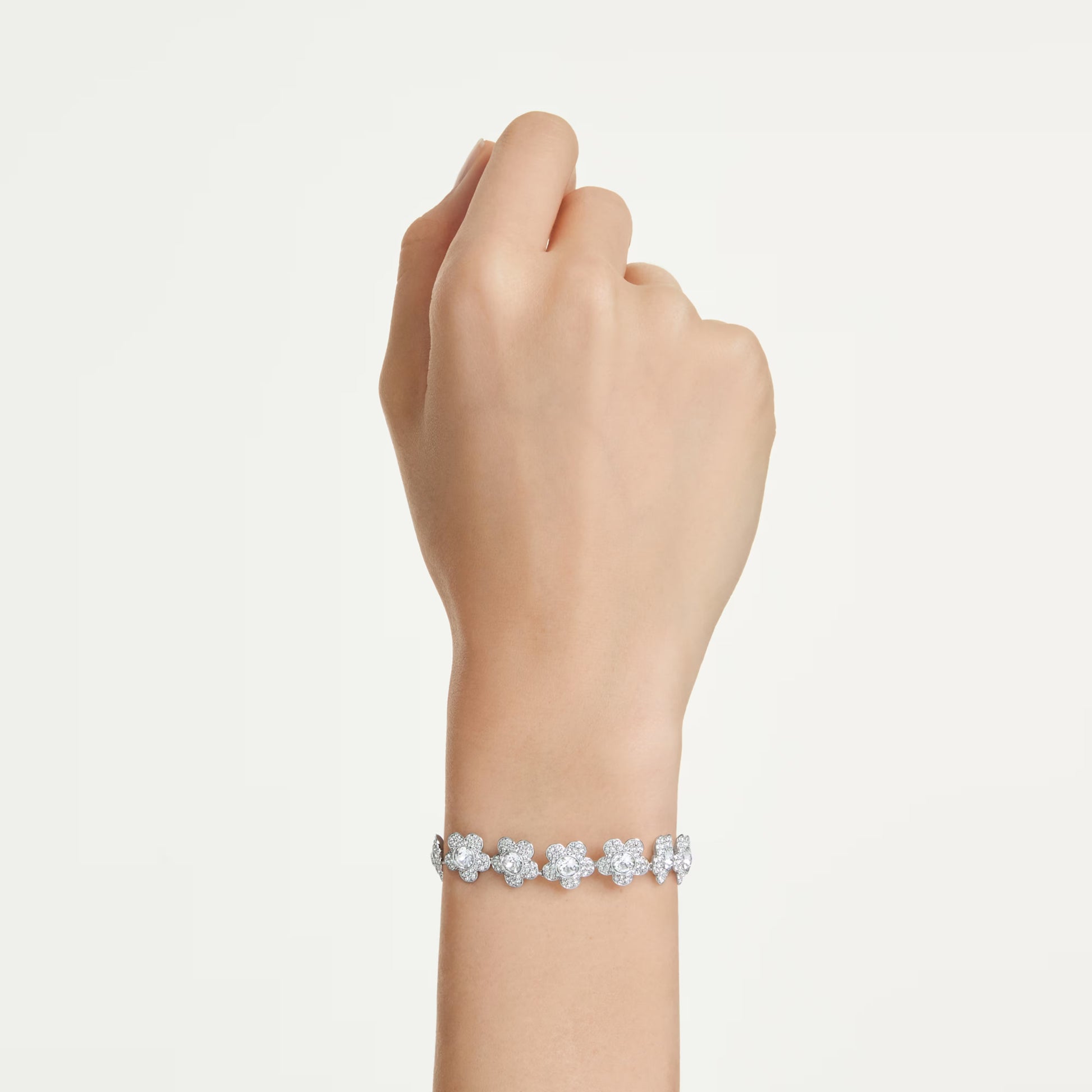 Swarovski Ariana Grande x Swarovski Flower Bracelet with Round-Cut White Crystal in Rhodium Silver