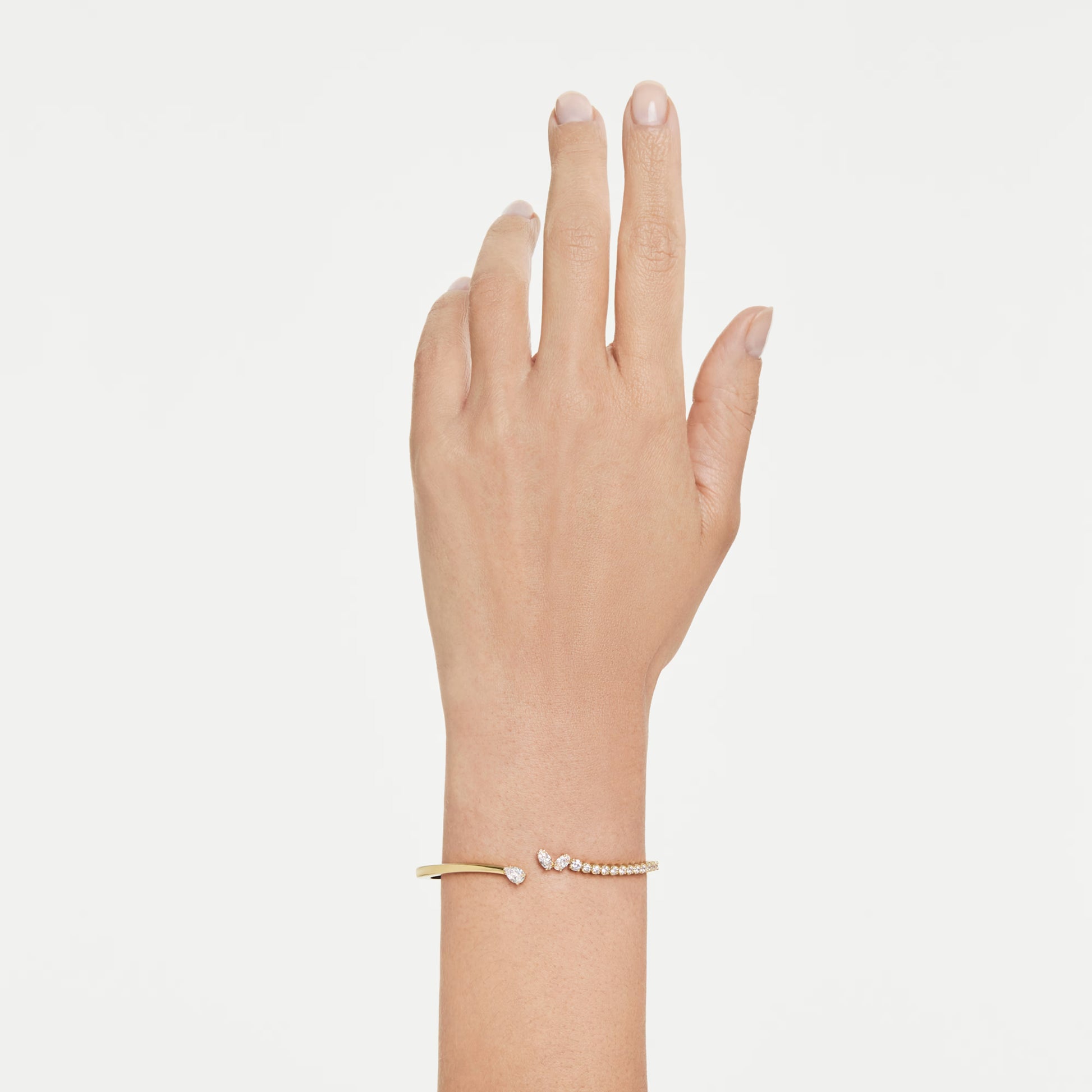 Swarovski Mesmera Open Bangle with Mixed-Cut White Crystal in Gold, M