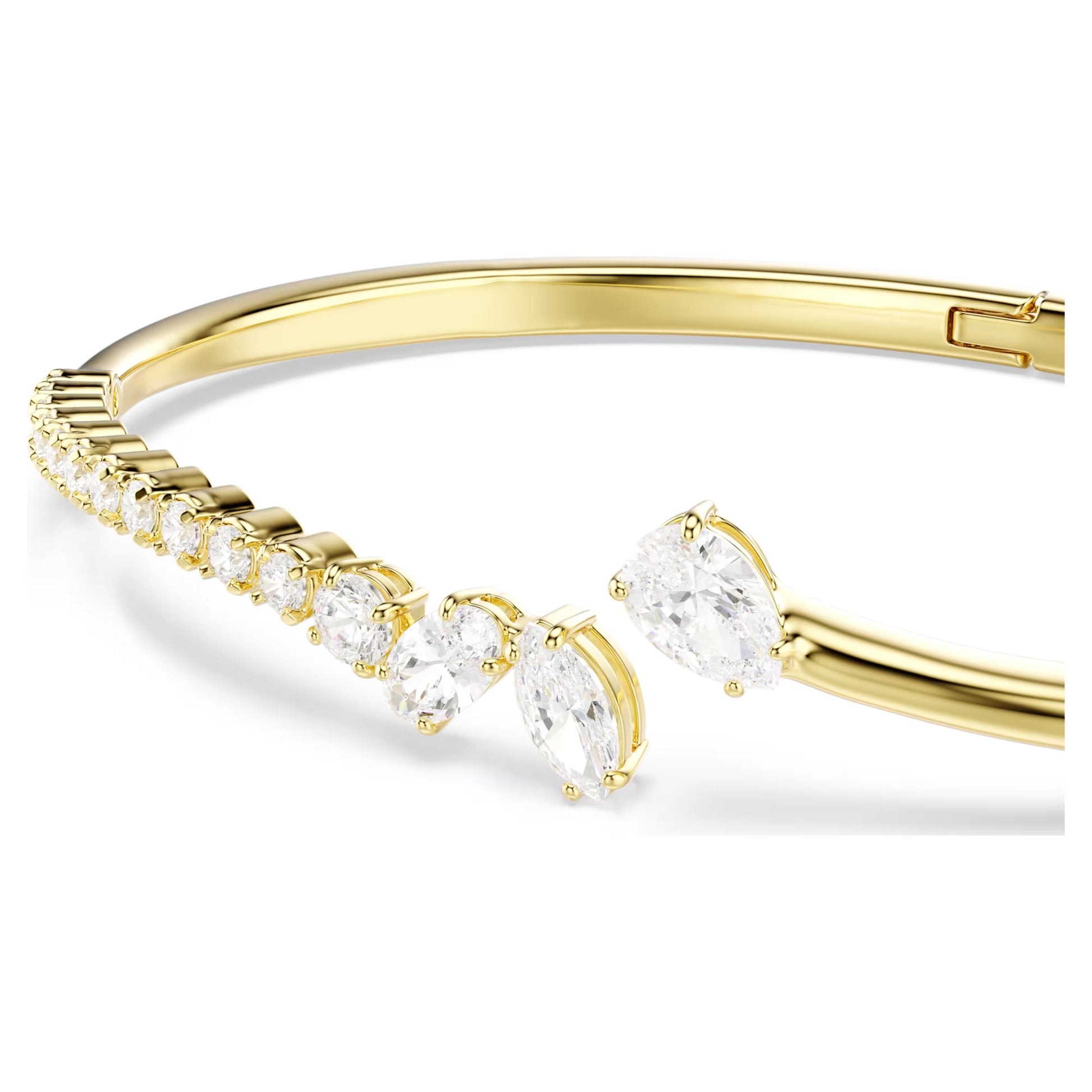 Swarovski Mesmera Open Bangle with Mixed-Cut White Crystal in Gold, M