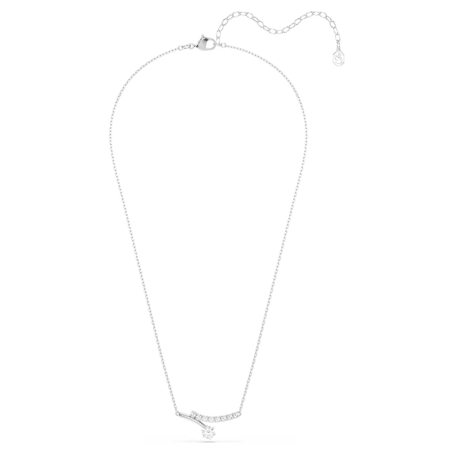 Matrix Necklace with Round-Cut White Crystal in Rhodium Silver