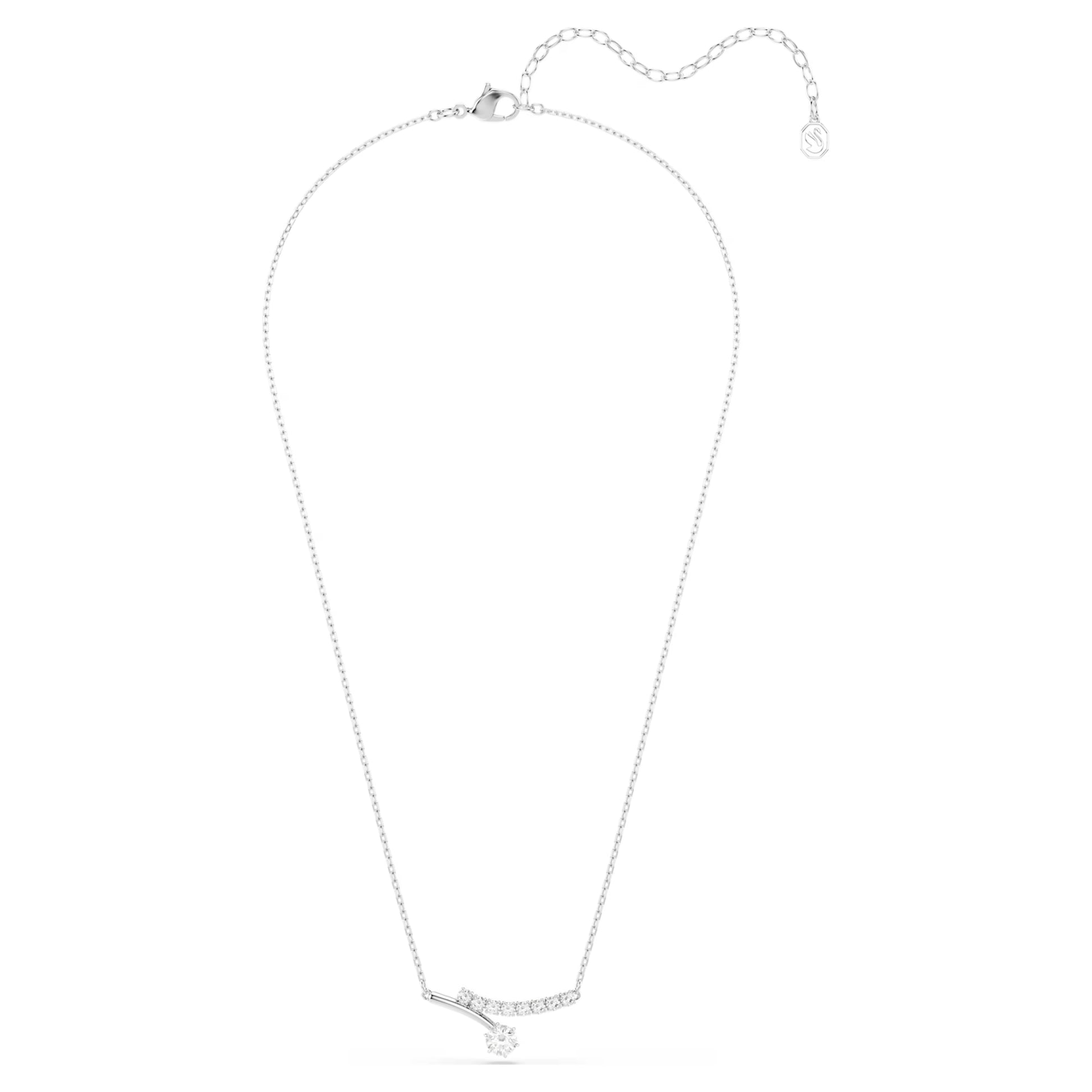 Swarovski Matrix Necklace with Round-Cut White Crystal in Rhodium Silver