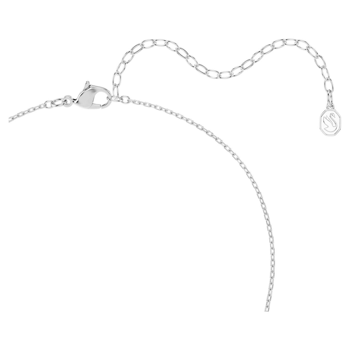 Matrix Necklace with Round-Cut White Crystal in Rhodium Silver