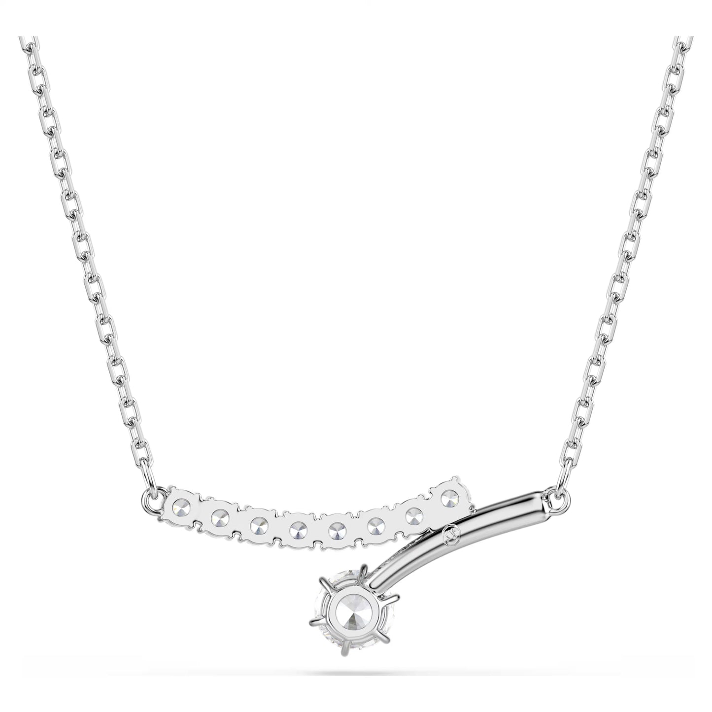 Matrix Necklace with Round-Cut White Crystal in Rhodium Silver