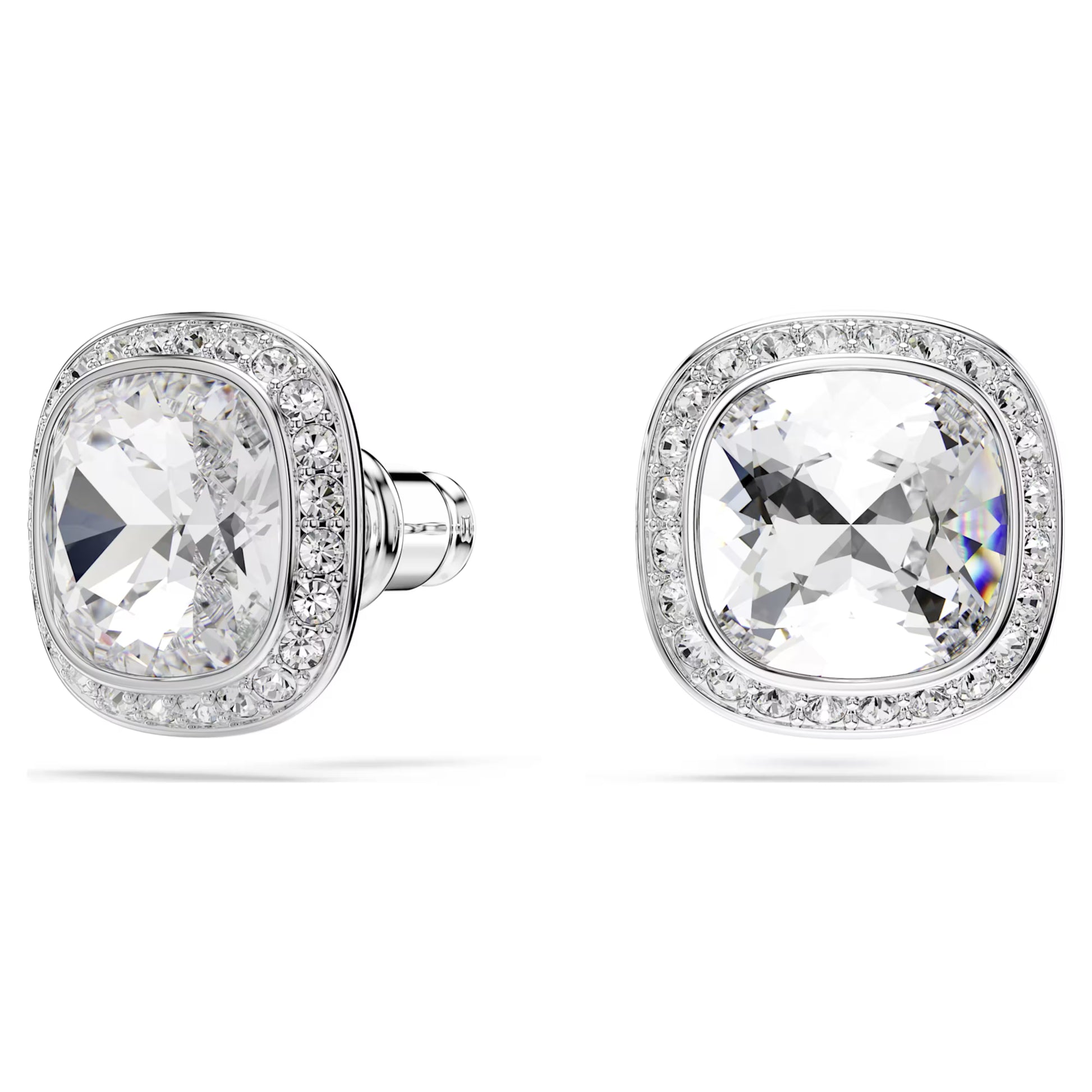 Swarovski Una Angelic Necklace & Earrings Set with Cushion-Cut White Crystal in Rhodium Silver