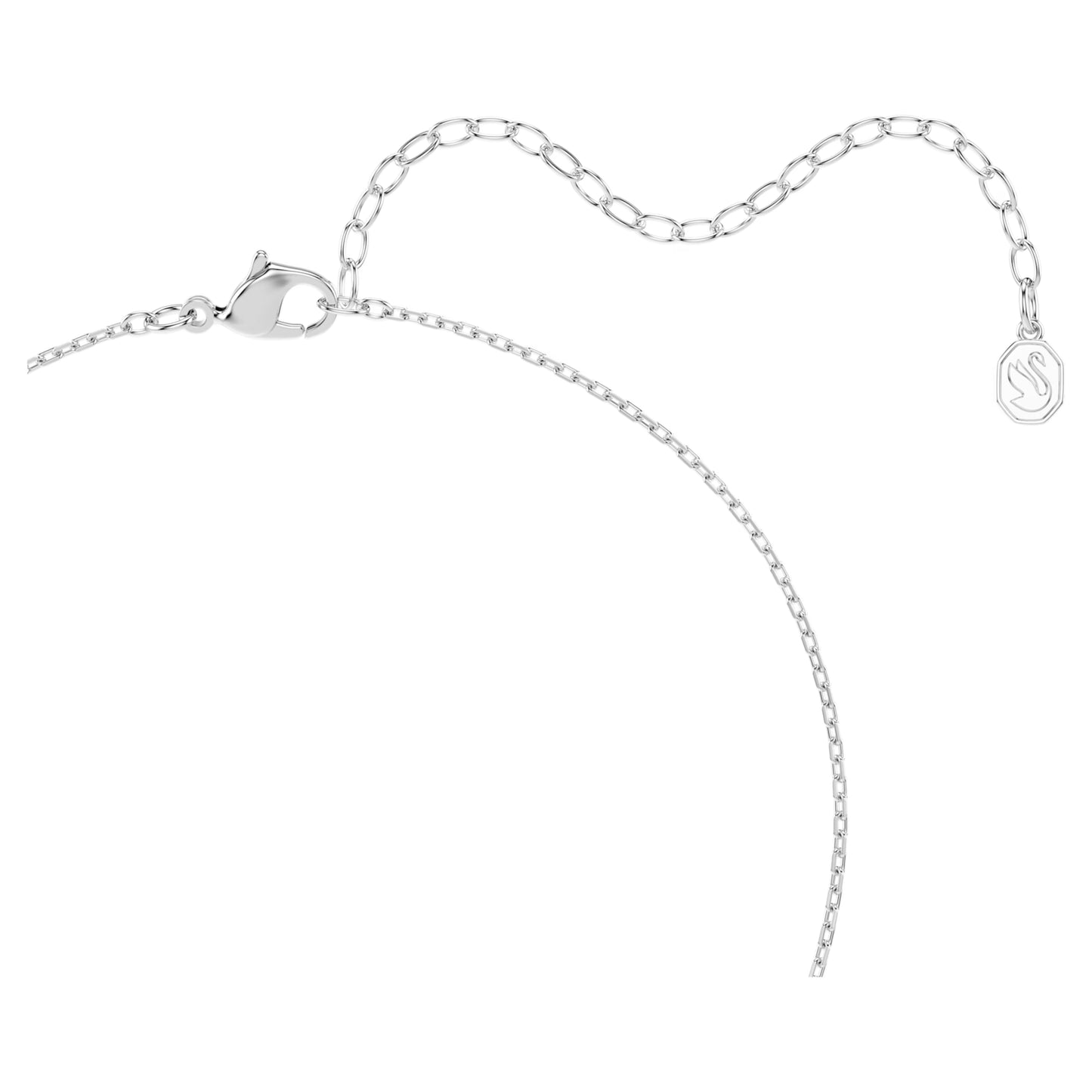 Una Angelic Necklace & Earrings Set with Cushion-Cut White Crystal in Rhodium Silver
